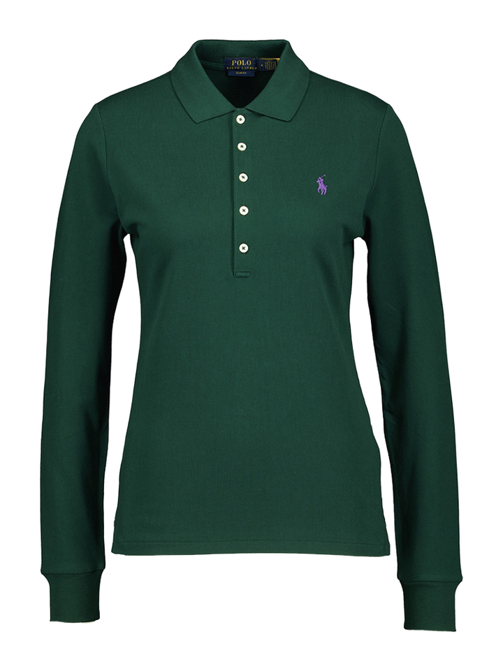 Donkergroene polo met lange mouw Ralph Lauren 