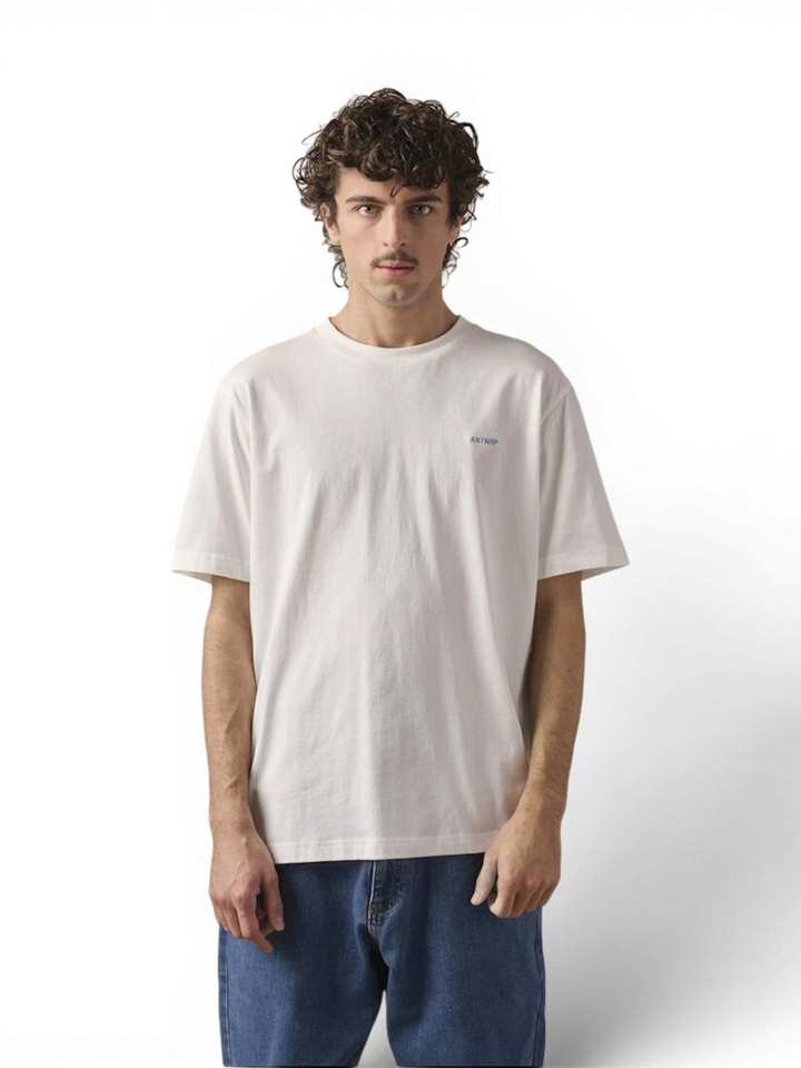 Witte t-shirt met rugprint Antwrp 