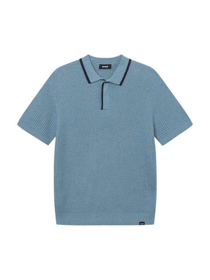 Blauwe polo met detail aan de kraag Antwrp 