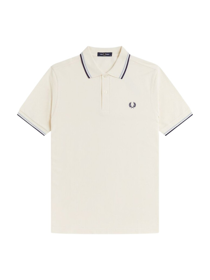 Ecrukleurige polo met detail aan de kraag en mouw Fred Perry