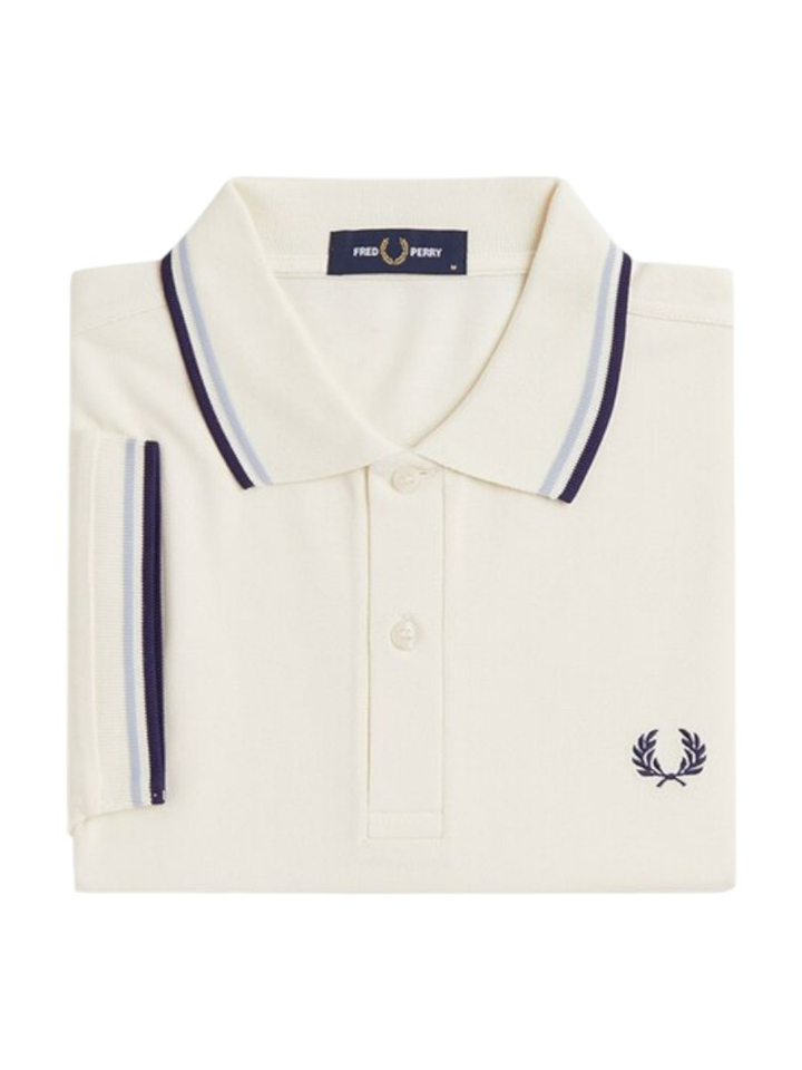 Ecrukleurige polo met detail aan de kraag en mouw Fred Perry
