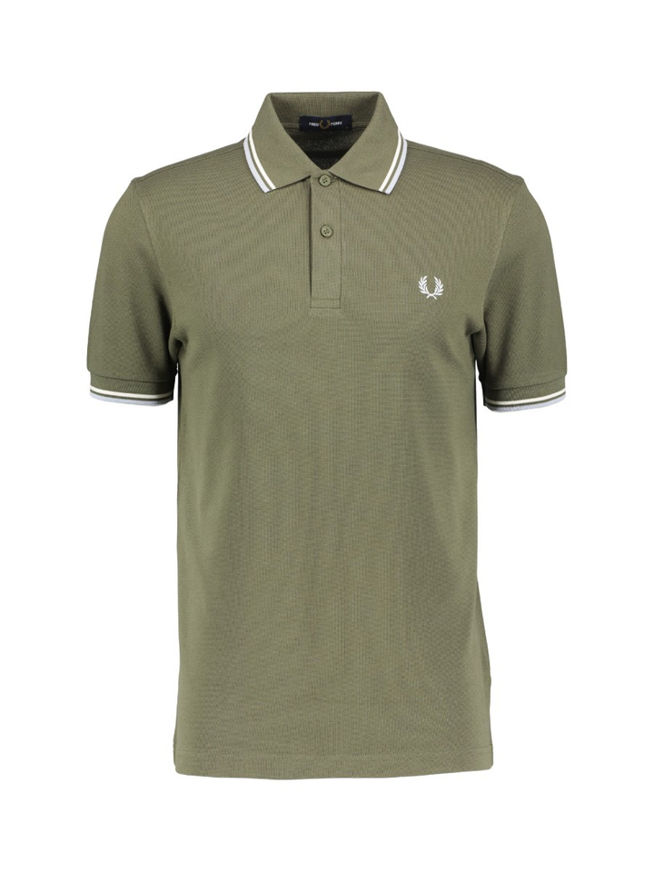 Groene polo met detail aan kraag en mouwen Fred Perry 