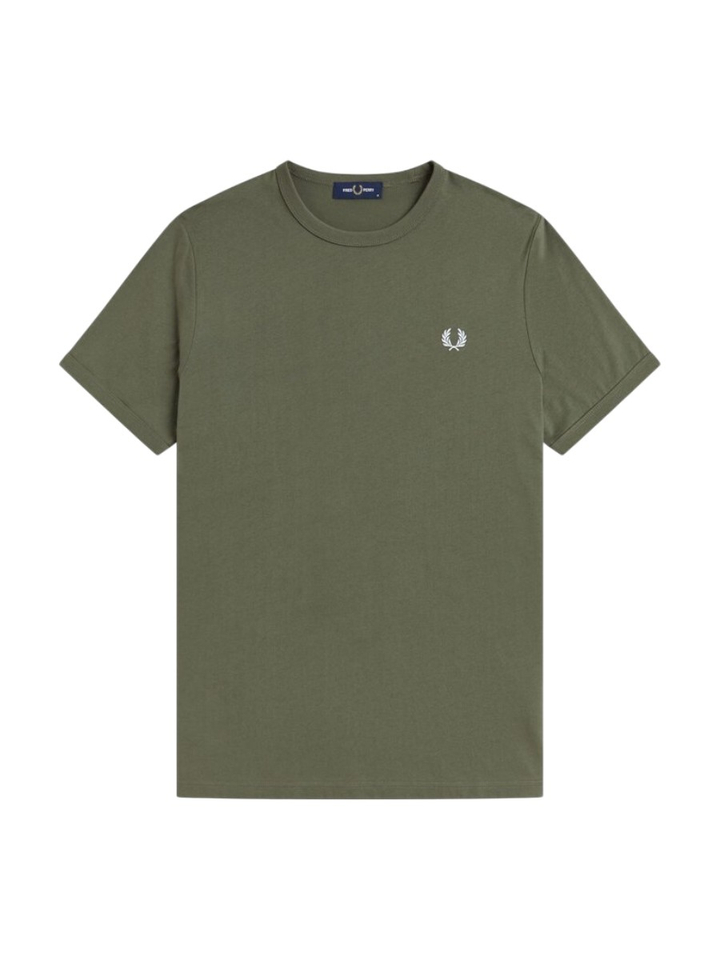 Kakigroene t-shirt met logo Fred Perry 
