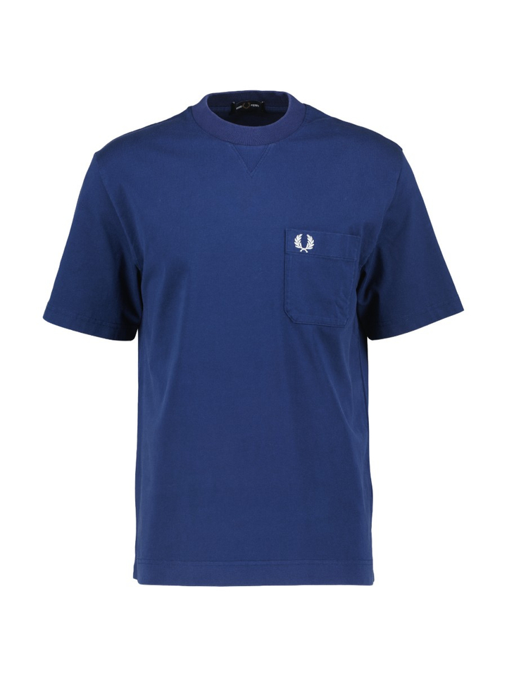 Blauwe t-shirt met logo Fred Perry