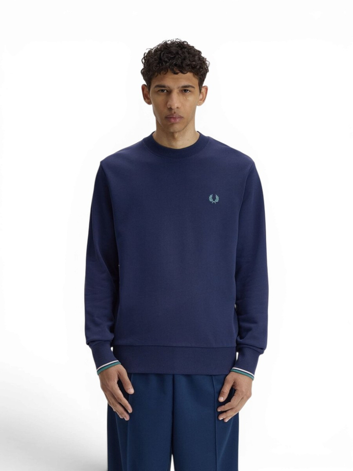 Donkerblauwe sweater met ronde hals Fred Perry 