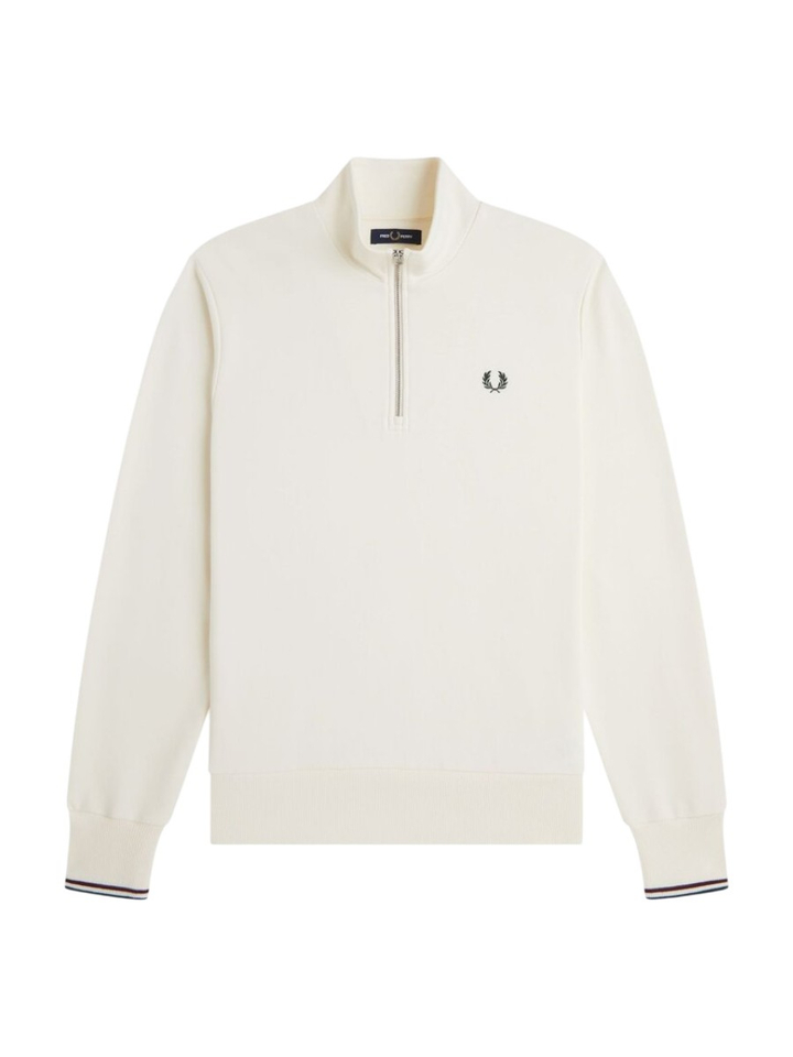 Creme kleurige trui met korte rits Fred Perry 