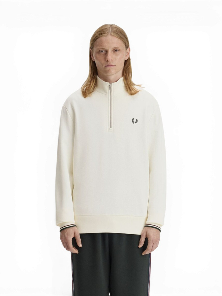 Creme kleurige trui met korte rits Fred Perry 