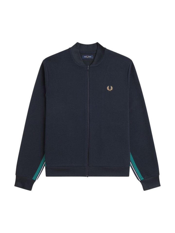 Donkerblauwe cardigan met strepenband Fred Perry 