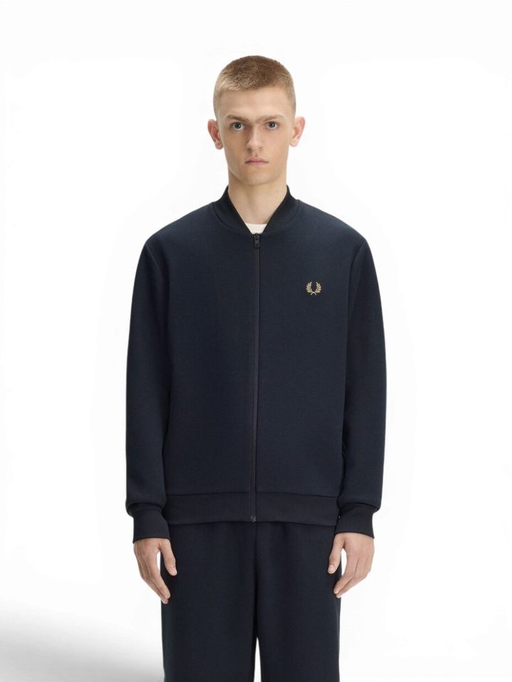 Donkerblauwe cardigan met strepenband Fred Perry 