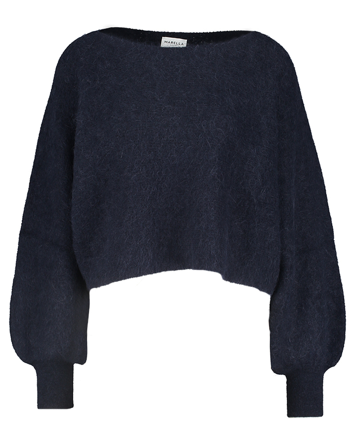 Blauwe trui met alpaca wol Faraday Marella 