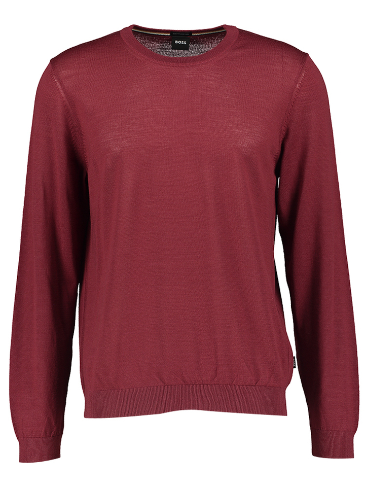 Bordeaux kleurige fijne pull Hugo Boss