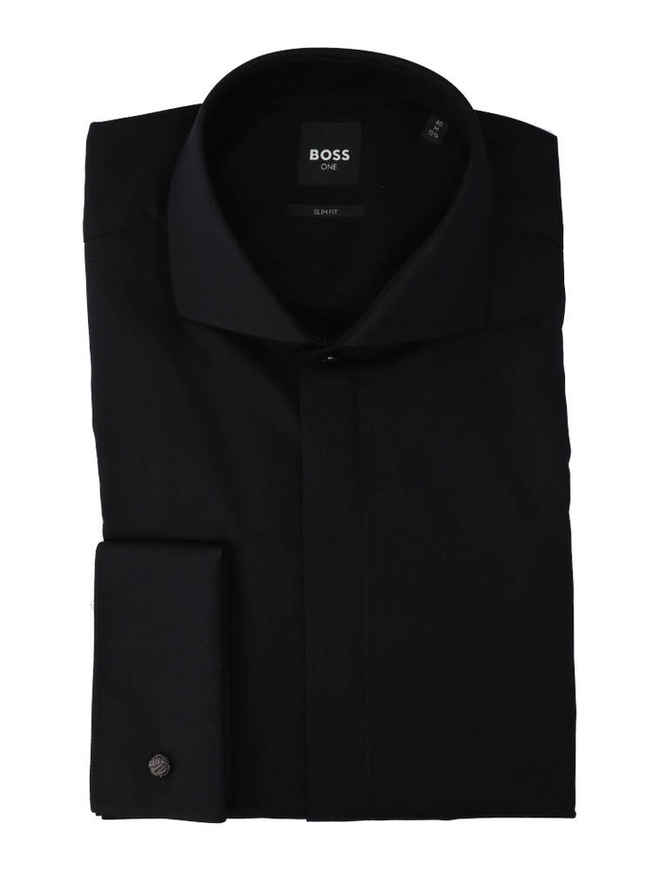 Zwart katoenen hemd (slim fit) met lange mouwen Hugo Boss