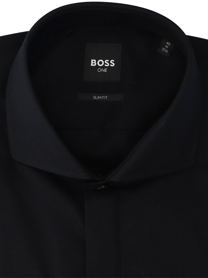Zwart katoenen hemd (slim fit) met lange mouwen Hugo Boss