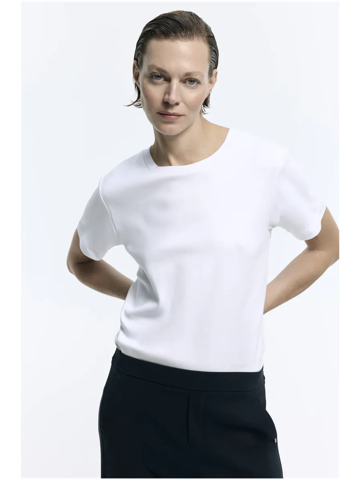 Witte effen t shirt met ronde hals Franceska Xandres