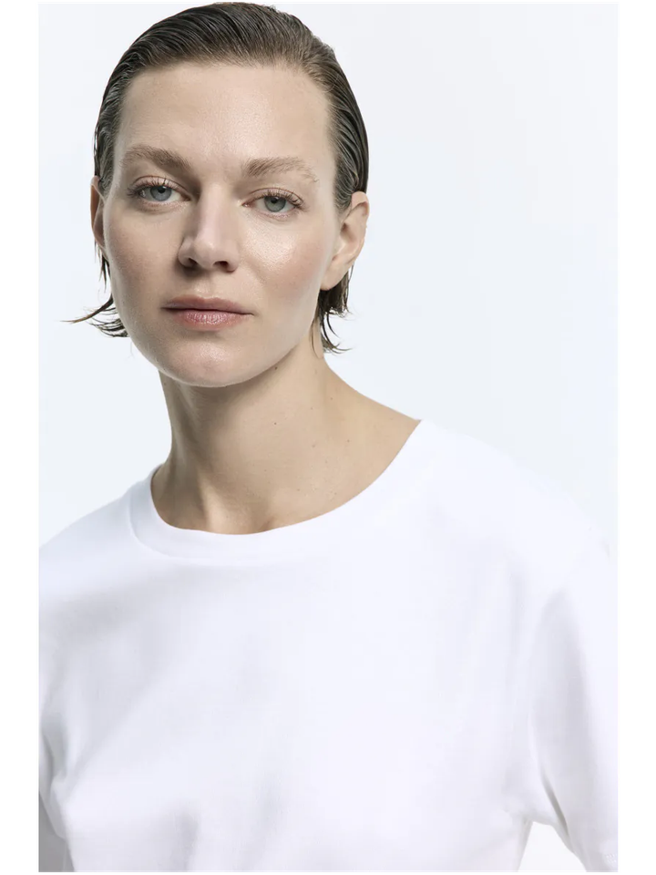 Witte effen t shirt met ronde hals Franceska Xandres