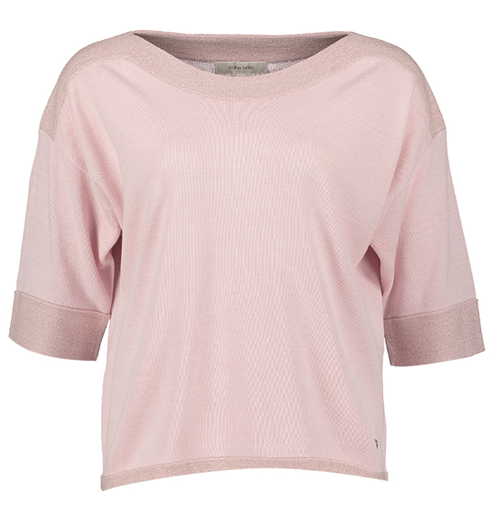 Lichtroze pull met boothals en korte mouwen Marie Mero
