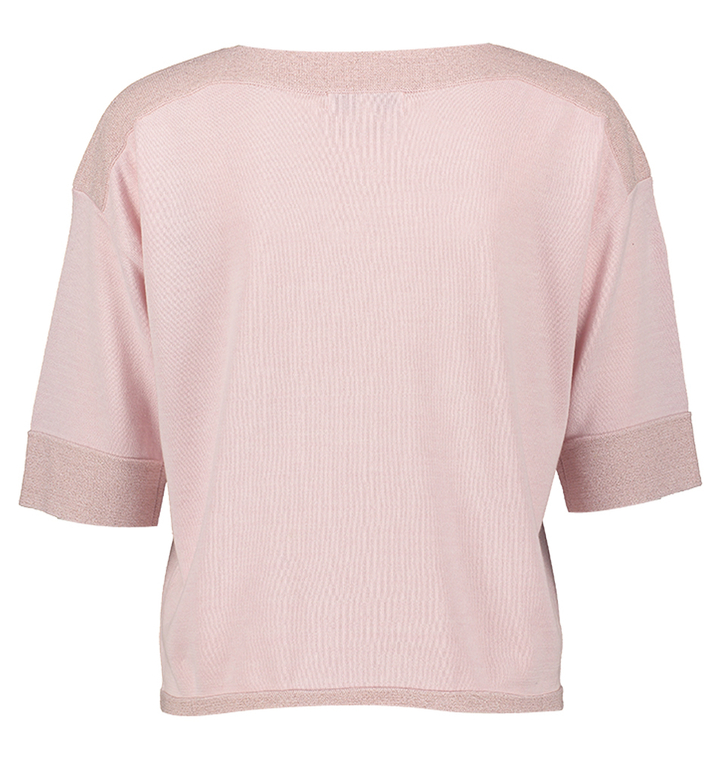 Lichtroze pull met boothals en korte mouwen Marie Mero