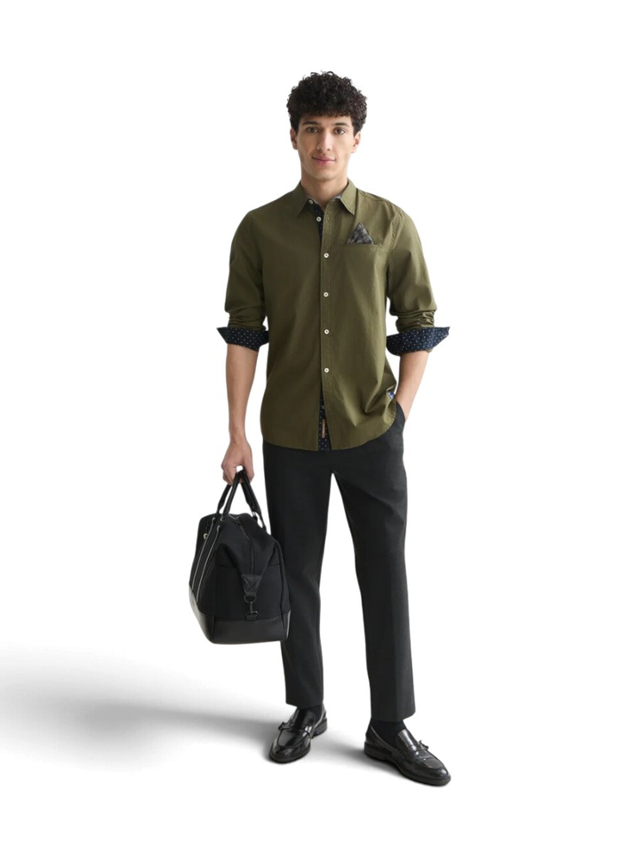 Groen katoenen hemd (regular fit) met lange mouwen Scotch&Soda