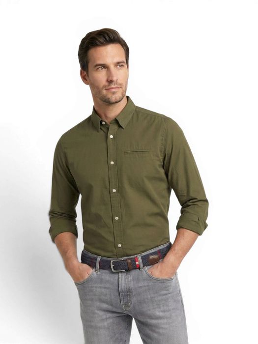 Groen katoenen hemd (regular fit) met lange mouwen Scotch&Soda