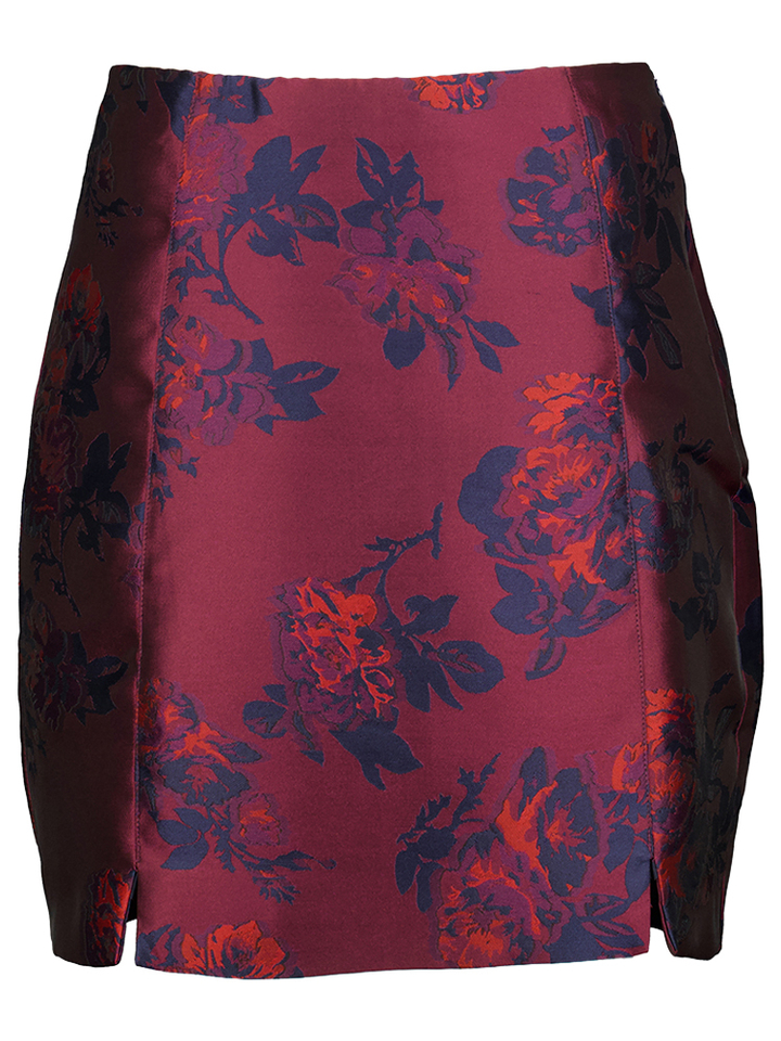 Bordeaux rok met blauwe bloemenprint Yasanki Y.A.S 