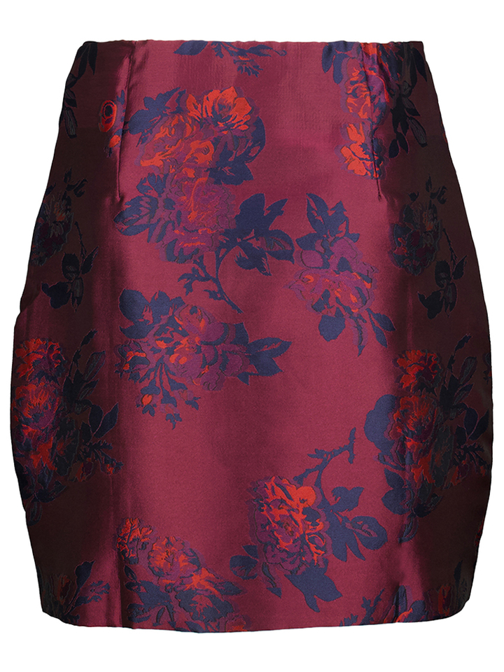 Bordeaux rok met blauwe bloemenprint Yasanki Y.A.S 