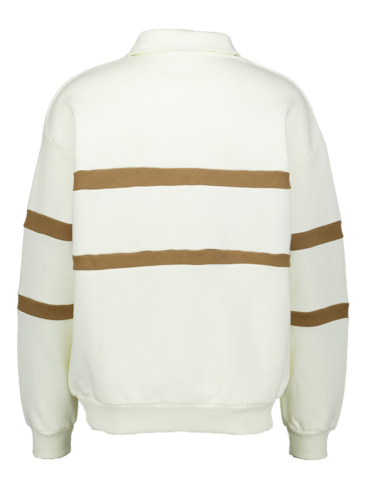 Ecru sweater met bruine strepen en logo Berwin Kaotiko