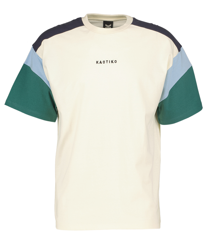 Ecru katoenen t-shirt met colorblock Ottawa Kaotiko