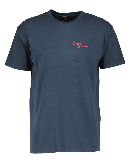 Donkerblauwe T-shirt met opdruk Coffee Time Kaotiko