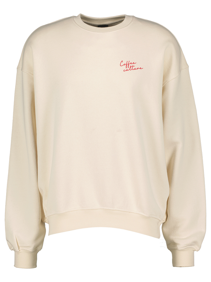 Ecru sweater met coffee print Coffee Culture Kaotiko 