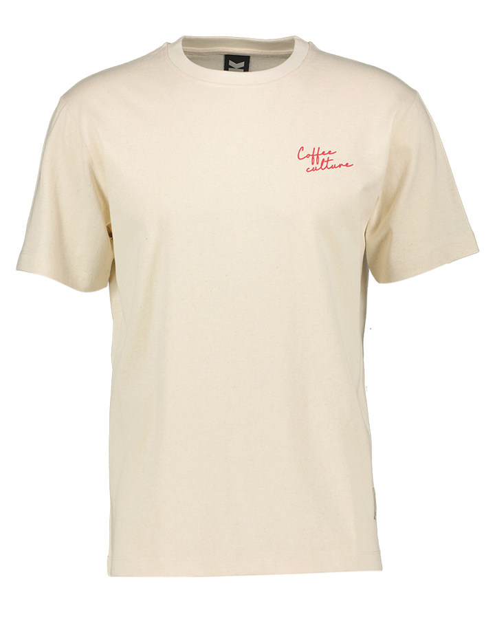 Ecrukleurige t-shirt met print op rugzijde Coffee Culture Tee
