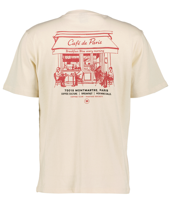 Beige T-shirt met opdruk Morning Calls Tee Kaotiko