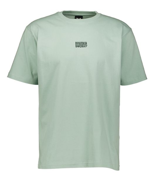 Blauwe T-shirt met print op rugzijde Focus On The Good Kaotiko