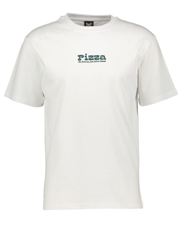 Witte t-shirt met print op rugzijde In Crust We Trust Kaotiko 