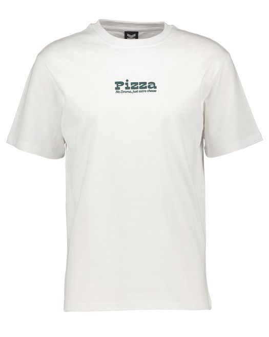 Witte t-shirt met print op rugzijde In Crust We Trust Kaotiko