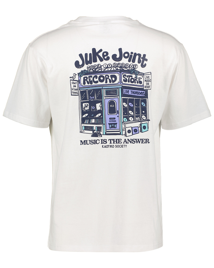 Witte T-shirt met print op rugzijde Juke Joint Kaotiko 