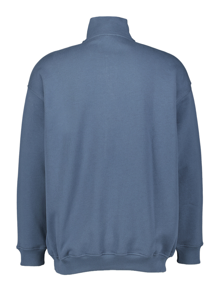 Blauwe oversized sweater met opstaande kraag Focus Zip Kaotiko