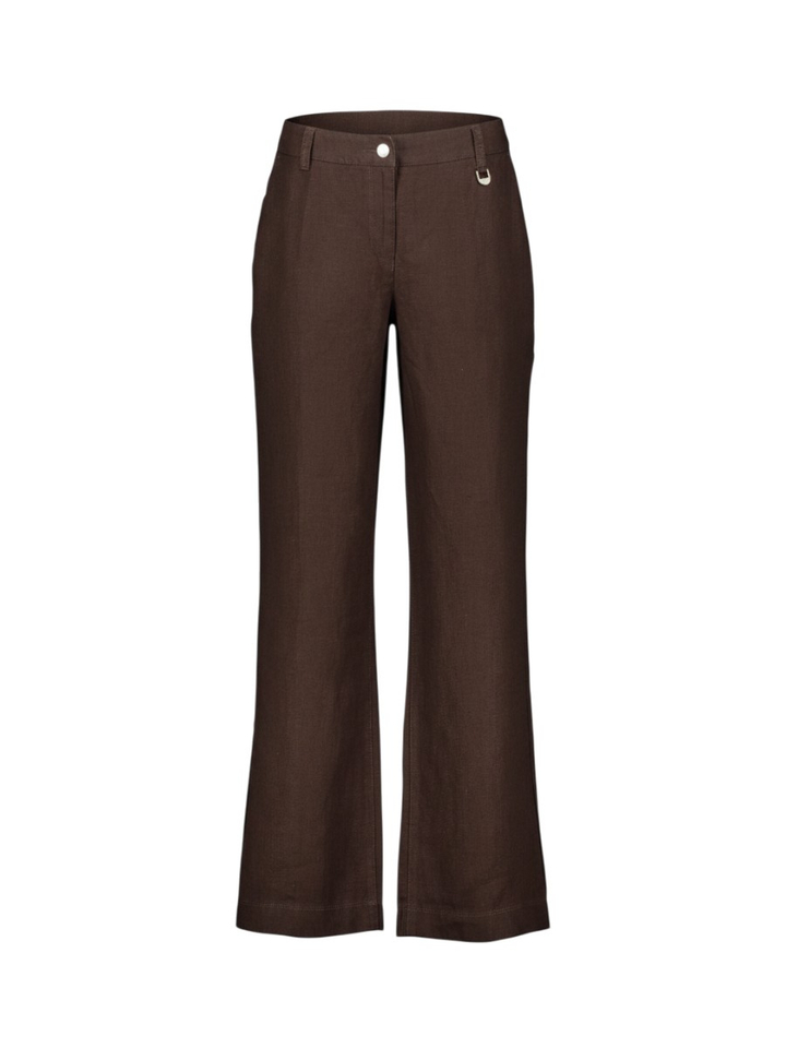 Donkerbruine linnen broek Nora Mac 