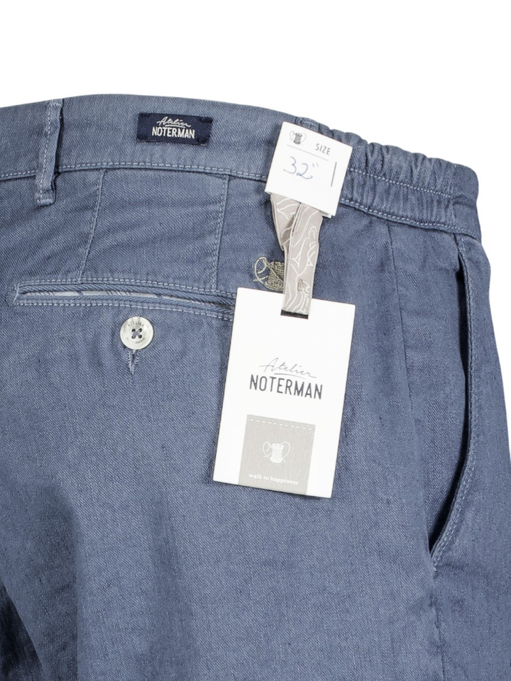 Blauwe linnen short Atelier Noterman 