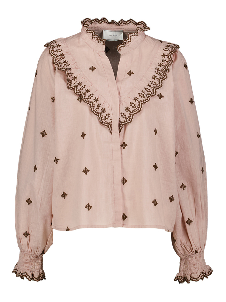 Roze blouse met bruine print Degas Neo Noir