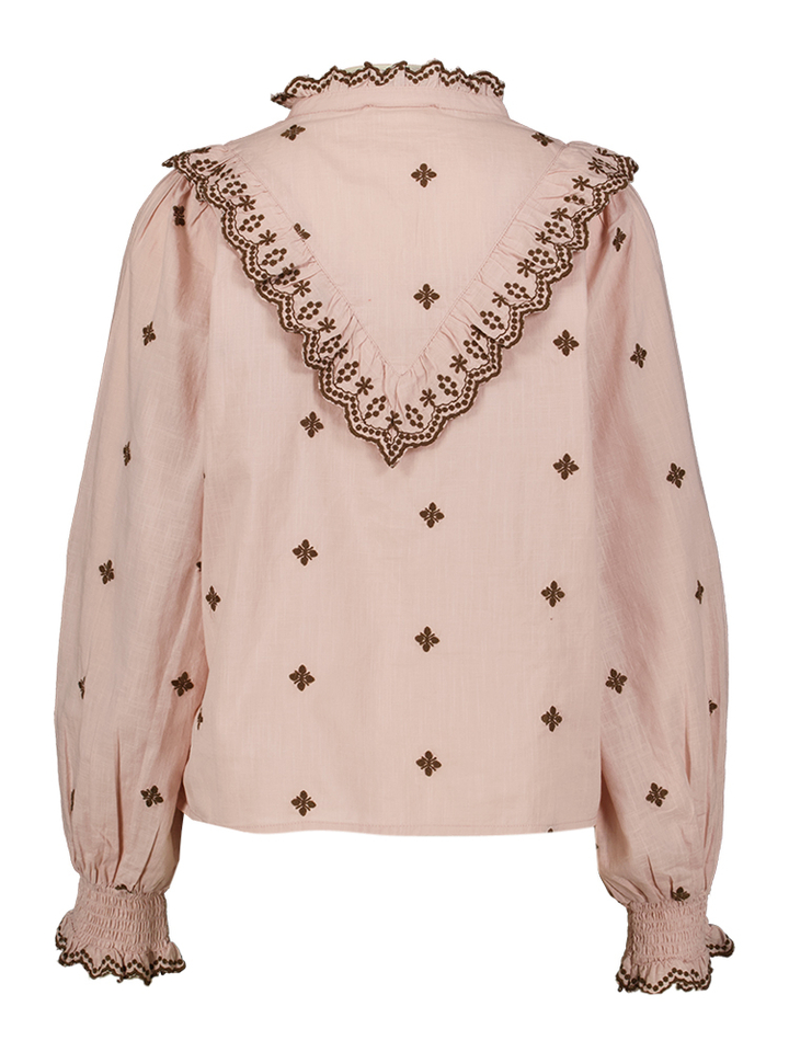 Roze blouse met bruine print Degas Neo Noir