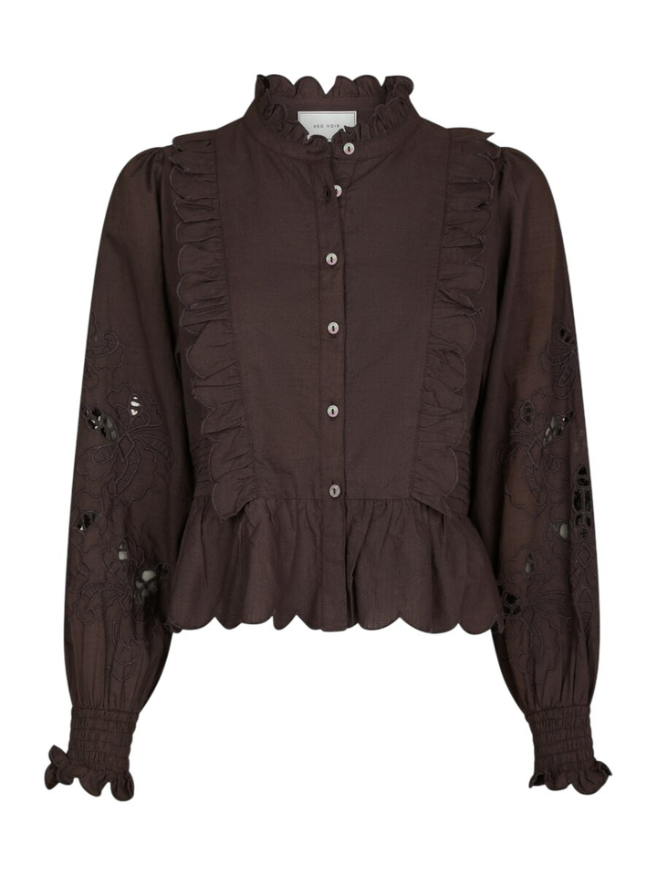 Bruine bloes met broderie Pertine Neo Noir 