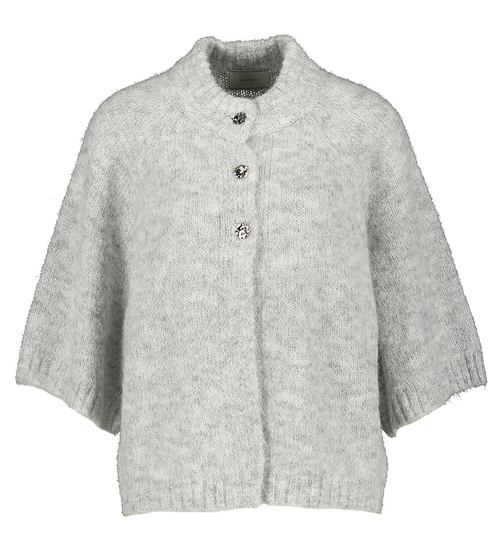 Grijze cardigan met zilveren knopen Benuta Neo Noir