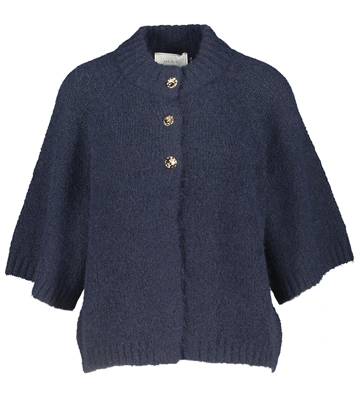 Blauwe cardigan met gouden knopen Benuta Neo Noir 