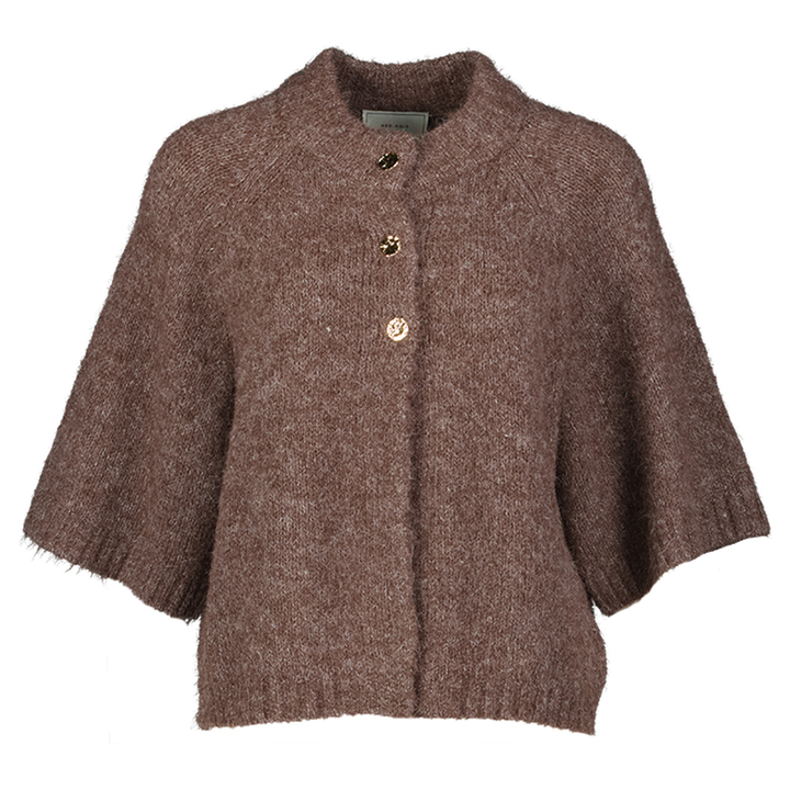 Bruine cardigan met gouden knopen Benuta Neo Noir