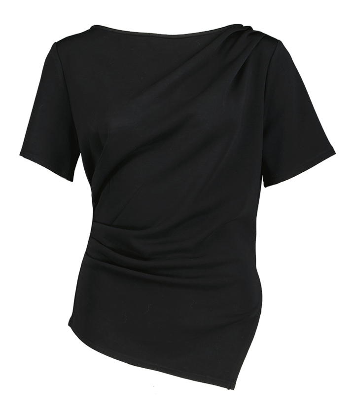 Zwarte t-shirt drappage detail Rasmine Neo Noir