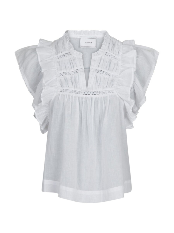 Witte blouse met kantendetail Evienne Neo Noir 