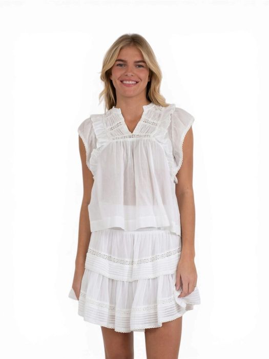 Witte blouse met kantendetail Evienne Neo Noir