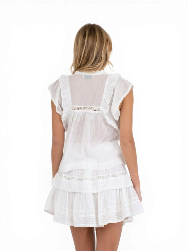 Witte blouse met kantendetail Evienne Neo Noir 
