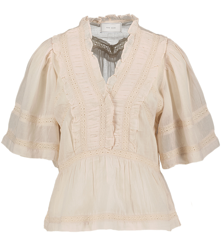 Beige bloes met broderie detail Evienne Neo Noir 