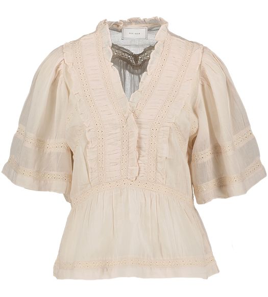 Beige bloes met broderie detail Evienne Neo Noir